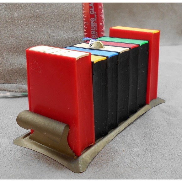 Vintage Bookshelf Salt & Pepper Shaker Set w/Sugar Container Davis Prod. 1950s - Picture 5 of 13